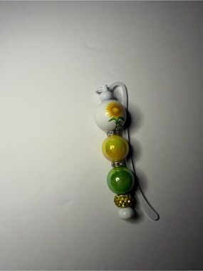 Sunflower Bead Bookmark - White and Yellow